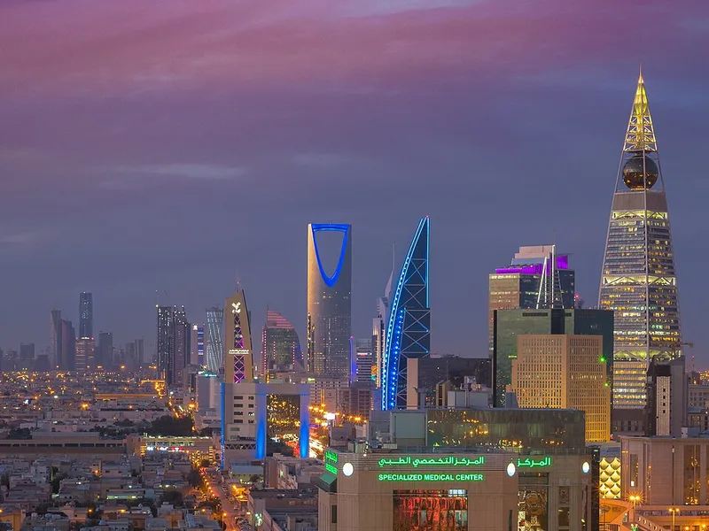 Riyadh skyline featuring the Kingdom Centre, Saudi Arabia